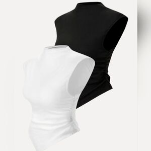 Women's Faux Turtleneck Sleeveless Cami Set of 2 SMALL